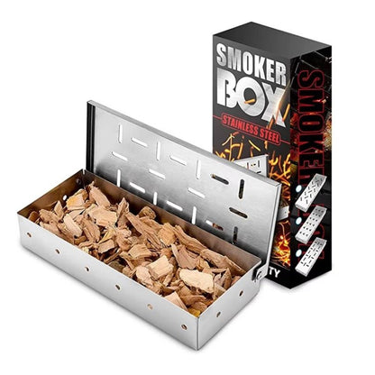 Cutie de afumator pentru gratar Klevo, Inox, 9.6x4.4x22.2 cm, Argintiu