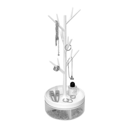 Cutie de Bijuterii, Klevo, Rotativa, cu Suport Tip Ramura, 36.5 x 14 cm, din ABS+PP, Alb