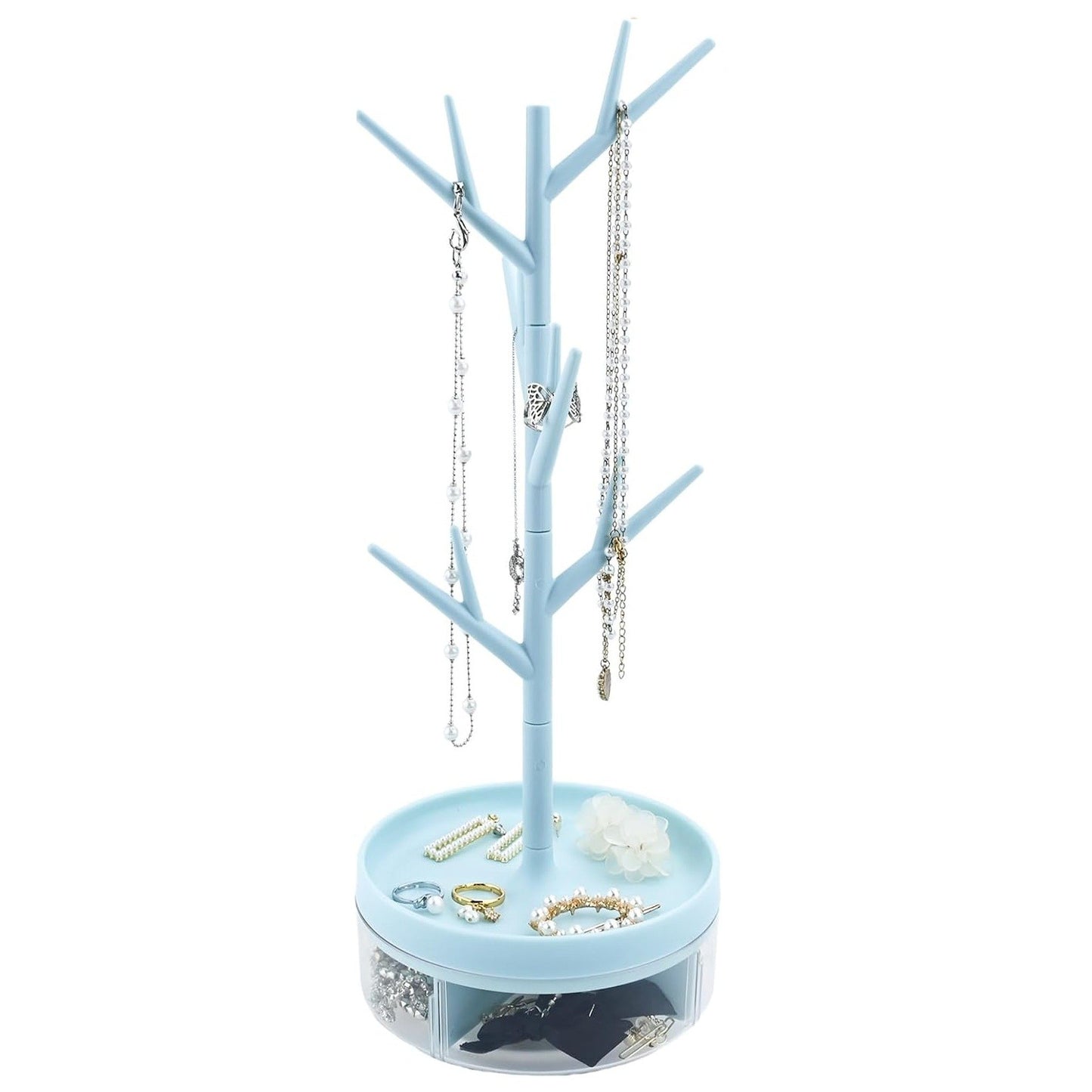 Cutie de Bijuterii, Klevo, Rotativa, cu Suport Tip Ramura, 36.5 x 14 cm, din ABS+PP, Albastru