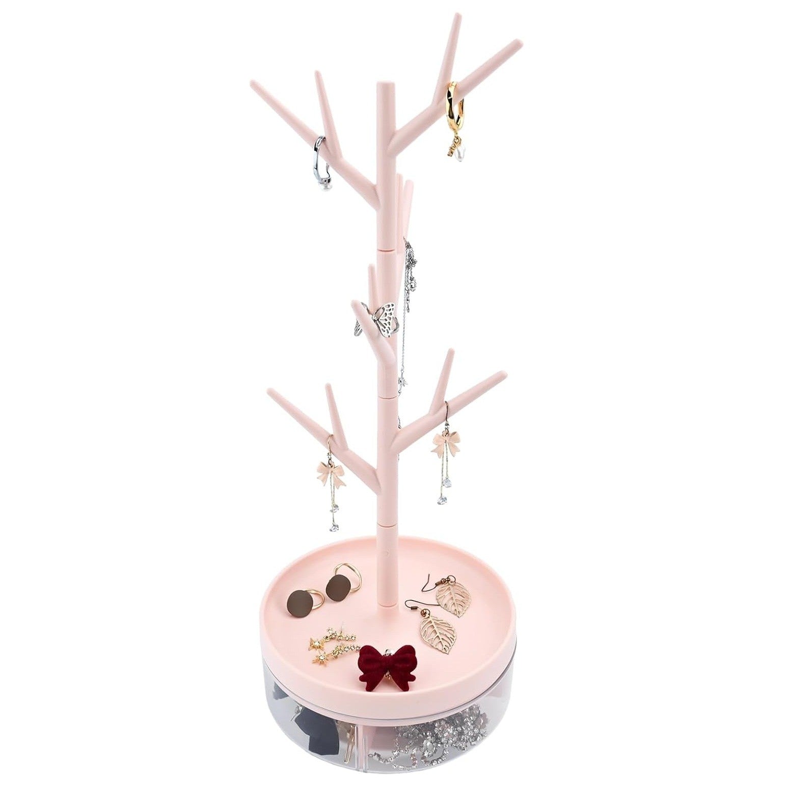 Cutie de Bijuterii, Klevo, Rotativa, cu Suport Tip Ramura, 36.5 x 14 cm, din ABS+PP, Roz