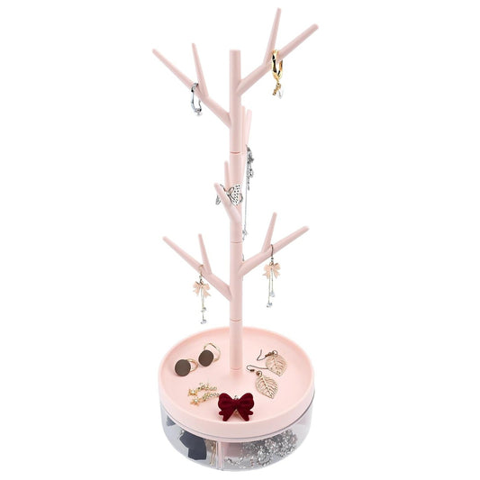 Cutie de Bijuterii, Klevo, Rotativa, cu Suport Tip Ramura, 36.5 x 14 cm, din ABS+PP, Roz