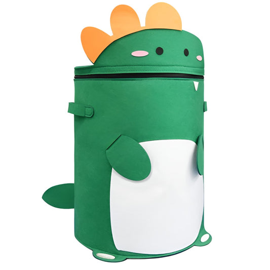 Cutie de Depozitare 2In1, Klevo, Impermeabila, Covor pentru Jucarii si Lego 150cm, Capacitate Mare, cu Manere, cu Sfori, Inaltime 40cm, Model Dinozaur, Verde