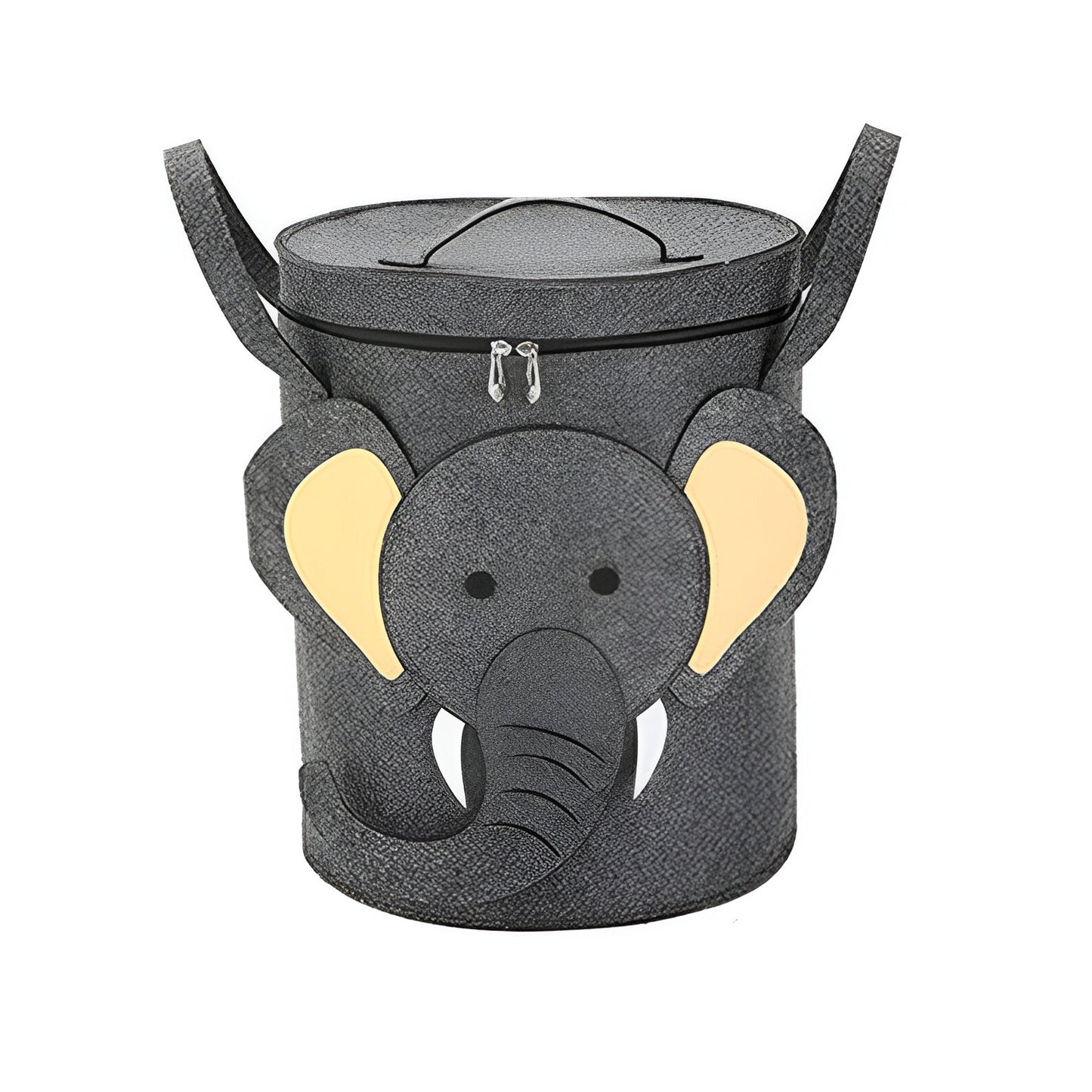 Cutie de Depozitare 2In1, Klevo, Impermeabila, Covor pentru Jucarii si Lego 150cm, Capacitate Mare, cu Manere, cu Sfori, Inaltime 40cm, Model Elefan, Gri