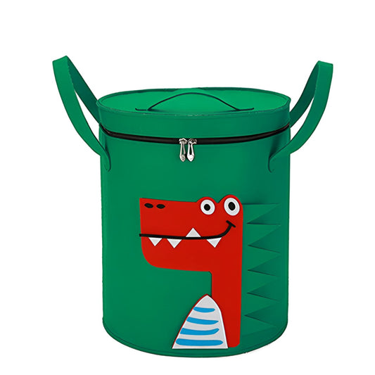 Cutie de Depozitare 2In1, Klevo, Impermeabila, Covor pentru Jucarii si Lego 150cm, Capacitate Mare, cu Manere, cu Sfori, Inaltime 40cm, Model Crocodil, Verde