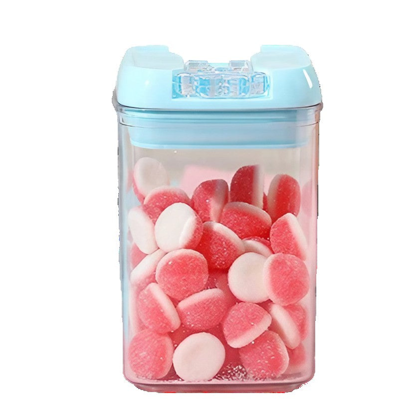 Cutie de Depozitare Alimente, Klevo, 0.8L, Capac Albastru, din PP+PET, Inchidere Ermetica, 10 x 10 x 15.5 cm, Transparent