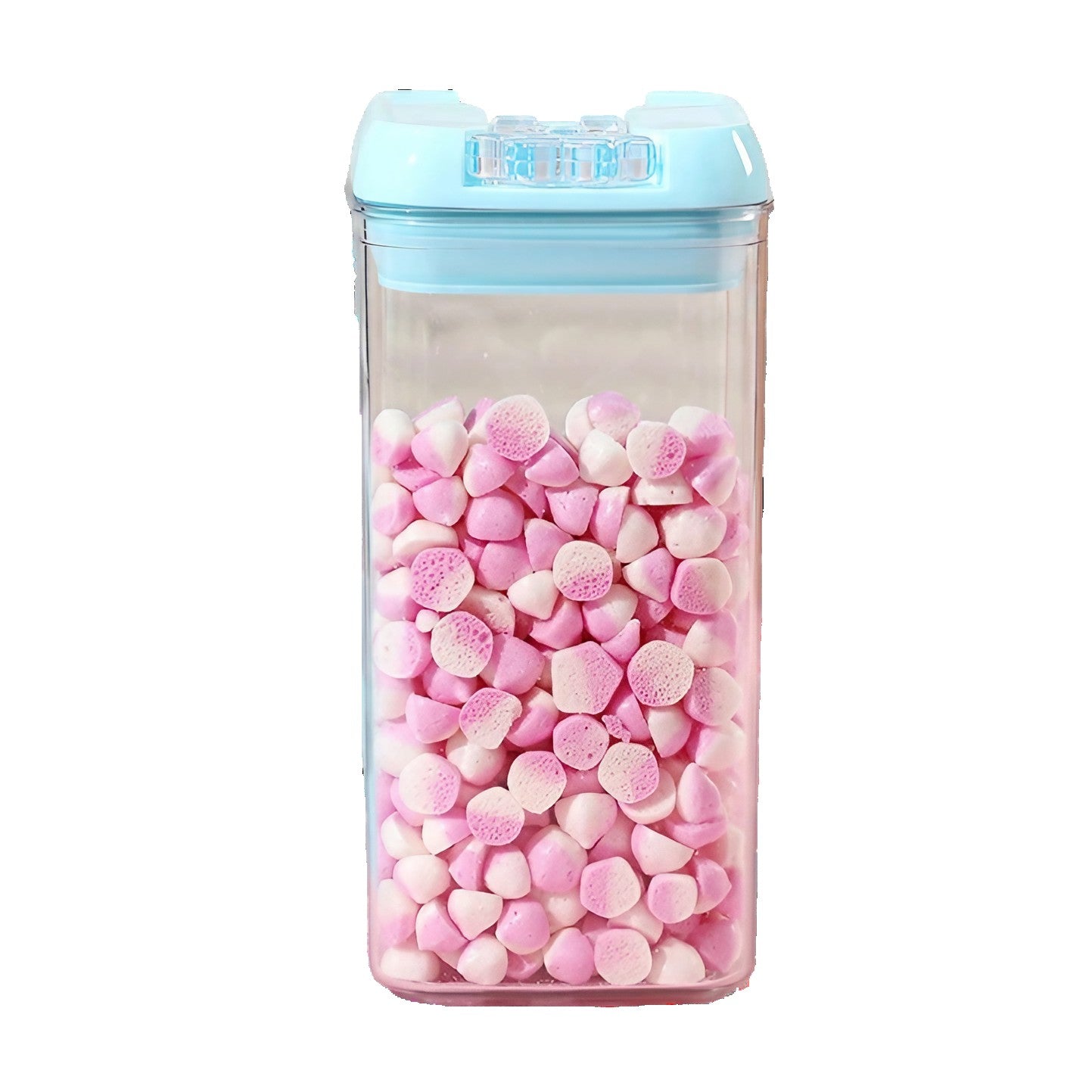 Cutie de Depozitare Alimente, Klevo, 1.2L, Capac Albastru, din PP+PET, Inchidere Ermetica, 10 x 10 x 20.5 cm, Transparent