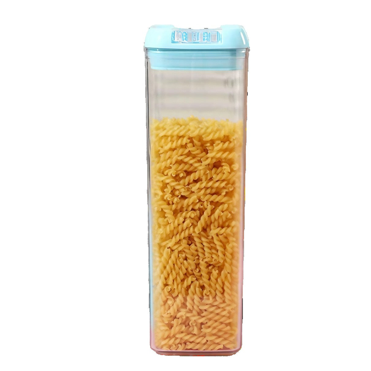 Cutie de Depozitare Alimente, Klevo, 1.9L, Capac Albastru, din PP+PET, Inchidere Ermetica, 10 x 10 x 30.5 cm, Transparent