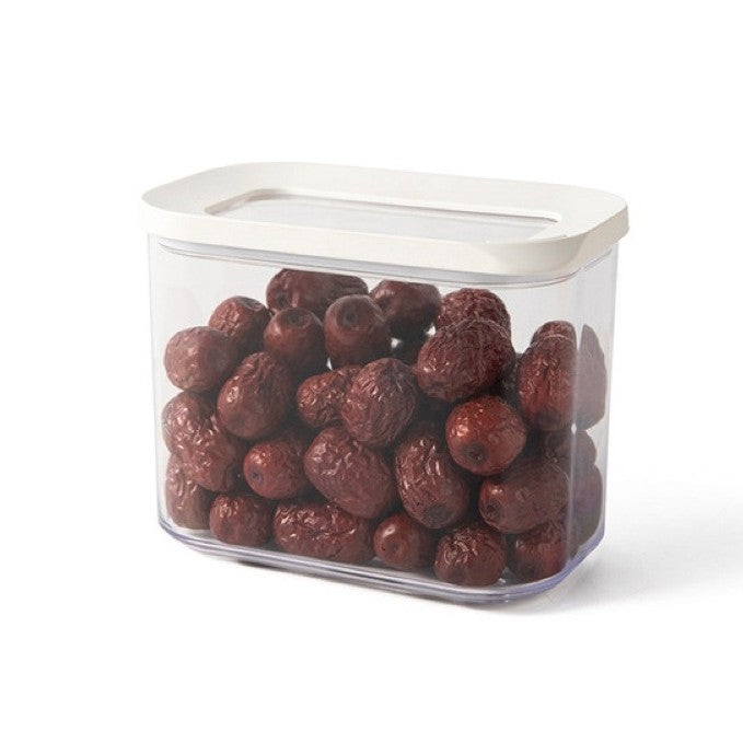 Cutie de Depozitare Alimente, Klevo, 1L, Capac Alb, din ABS+Silicon, 14.5 x 9 x 11.3 cm, Transparent