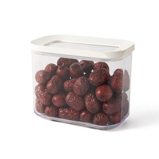 Cutie de Depozitare Alimente, Klevo, 1L, Capac Alb, din ABS+Silicon, 14.5 x 9 x 11.3 cm, Transparent