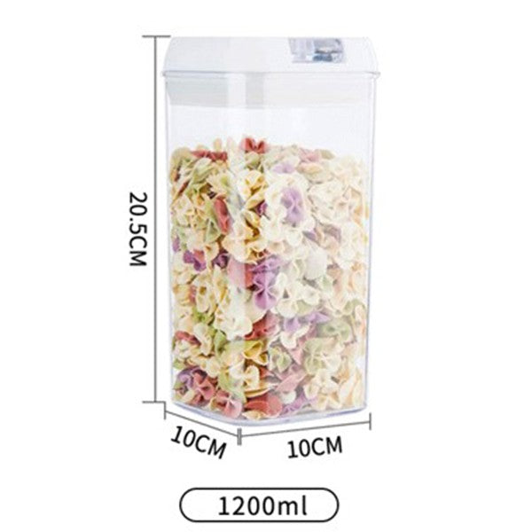 Cutie de Depozitare Alimente, Klevo, Cutie de Depozitare tip Container pentru Bucatarie, cu Capac, Inchidere Ermetica, Cutie pentru Cereale, 20.5 x 10 x 10 cm, volum 1.2 L, Alb