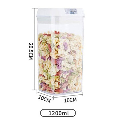 Cutie de Depozitare Alimente, Klevo, Cutie de Depozitare tip Container pentru Bucatarie, cu Capac, Inchidere Ermetica, Cutie pentru Cereale, 20.5 x 10 x 10 cm, volum 1.2 L, Alb