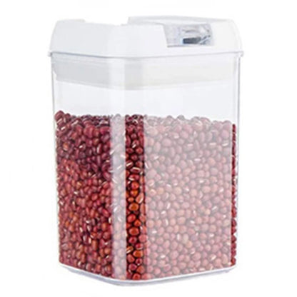 Cutie de Depozitare Alimente, Klevo, Cutie de Depozitare tip Container pentru Bucatarie, cu Capac, Inchidere Ermetica, Cutie pentru Cereale, 15.5 x 10 x 10 cm, volum 0.8 L, Alb