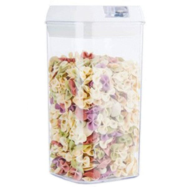 Cutie de Depozitare Alimente, Klevo, Cutie de Depozitare tip Container pentru Bucatarie, cu Capac, Inchidere Ermetica, Cutie pentru Cereale, 20.5 x 10 x 10 cm, volum 1.2 L, Alb