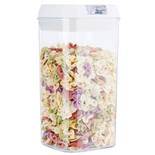 Cutie de Depozitare Alimente, Klevo, Cutie de Depozitare tip Container pentru Bucatarie, cu Capac, Inchidere Ermetica, Cutie pentru Cereale, 20.5 x 10 x 10 cm, volum 1.2 L, Alb