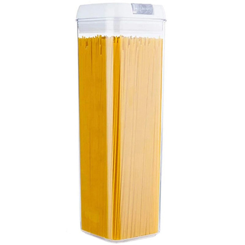 Cutie de Depozitare Alimente, Klevo, Cutie de Depozitare tip Container pentru Bucatarie, cu Capac, Inchidere Ermetica, Cutie pentru Cereale, 30.5 x 10 x 10 cm, volum 1.9 L, Alb