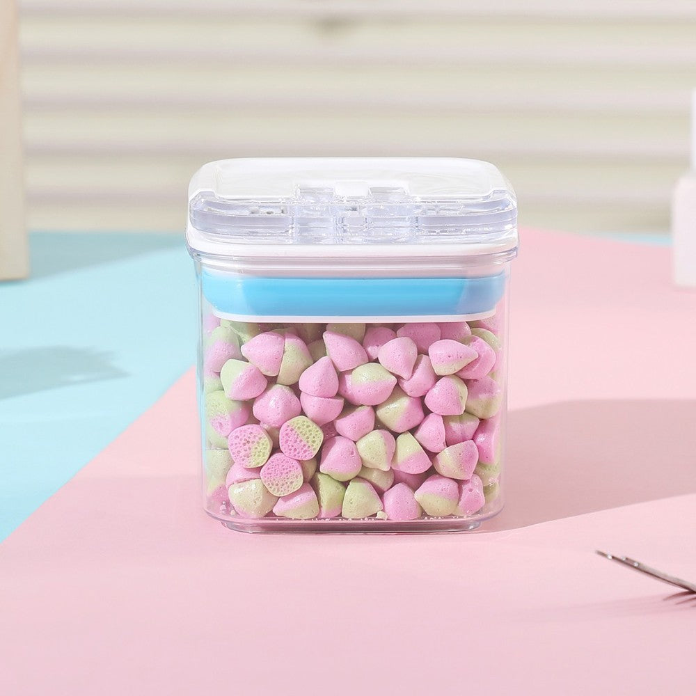 Cutie de Depozitare Alimente, Klevo, Cutie de tip Container pentru Bucatarie, Cutie pentru Condimente, din PET ABS Silicon, 10 x 10 x 10.5 cm, 250 g, 0.5L Transparenta