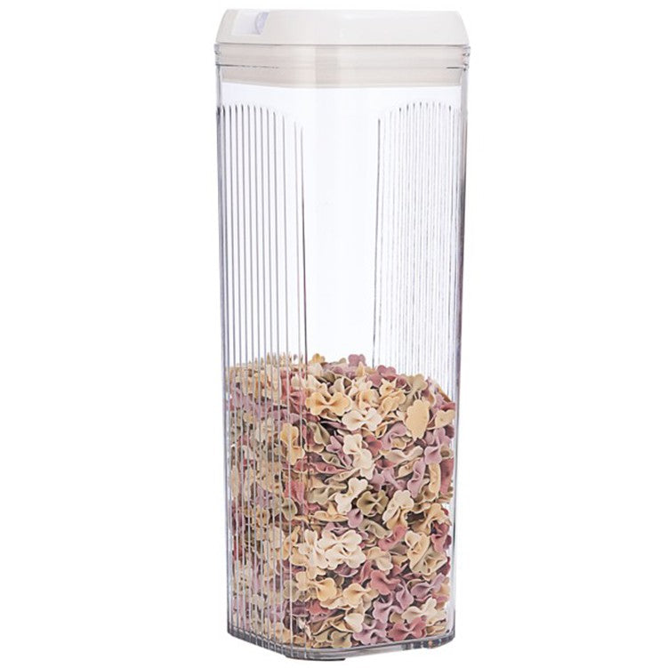 Cutie de Depozitare Alimente, Klevo, Cutie de Tip Container, 3.7L, 12.5x12.5x36.5 cm, Recipiente pentru Cereale in Bucatarie, Transparente cu Capac Alb