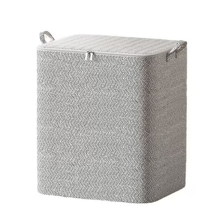 Cutie de Depozitare cu Fermoar, Klevo, Pliabila, Maner Ranforsat, Fermoar Rezistent, pentru Haine, Paturi, Plapumi, Perne, Lenjerii de Pat, Jucarii, 61x50x71 cm, 210 Litri, Gri