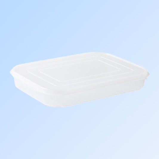 Cutie de depozitare de uz casnic, Klevo, Caserola pentru Frigider, Rezistenta la umiditate, Rezervor Sigilat pentru Depozitare Alimentara, 24.5 x 18.5 x 3.5cm, Alb Transparent