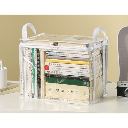 Cutie de Depozitare, Klevo, din PVC + Textil, Rezistenta la Apa, Geanta pentru Carti, 38x24x32 cm, Transparent-Alb