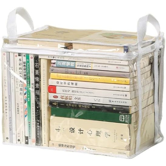 Cutie de Depozitare, Klevo, din PVC + Textil, Rezistenta la Apa, Geanta pentru Carti, 38x24x32 cm, Transparent-Alb