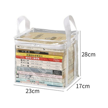 Cutie de Depozitare, Klevo, din PVC+Textil, Rezistenta la Apa, Geanta pentru Carti, 23x17x28 cm, Transparent-Alb