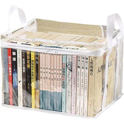 Cutie de Depozitare, Klevo, din PVC + Textil, Rezistenta la Apa, Geanta pentru Carti, 32x24x25 cm, Transparent-Alb