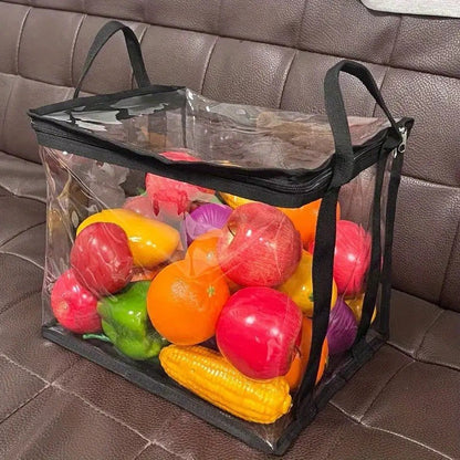 Cutie de Depozitare, Klevo, din PVC + Textil, Rezistenta la Apa, Geanta pentru Carti, 38x24x32 cm, Transparent-Negru