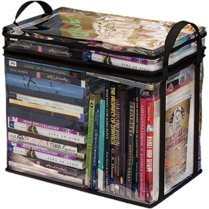 Cutie de Depozitare, Klevo, din PVC + Textil, Rezistenta la Apa, Geanta pentru Carti, 38x24x32 cm, Transparent-Negru