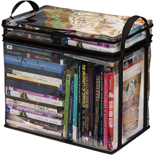 Cutie de Depozitare, Klevo, din PVC + Textil, Rezistenta la Apa, Geanta pentru Carti, 38x24x32 cm, Transparent-Negru