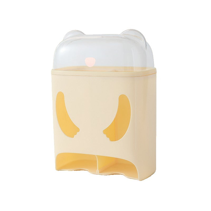 Cutie de Depozitare, Klevo, Montare Perete, Adeziv, Fara Perfoare, din ABS, Model Urs, 18 x 11 x 25 cm, Crem