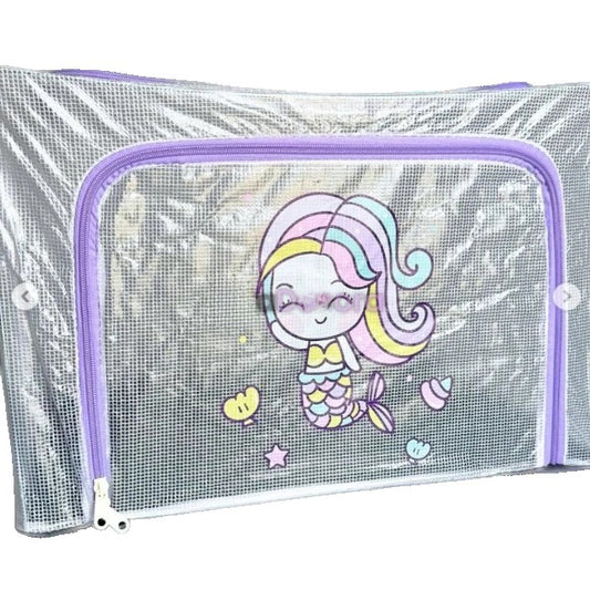 Cutie de Depozitare, Klevo, pentru Camera Copiilor, 100L, din PVC, Model Sirena, 60 x 42 x 40 cm, Transparent