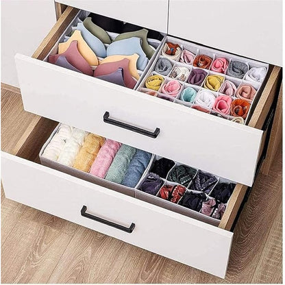 Cutie De Depozitare, Klevo, Pentru Lenjerie, Sosete Si Sutiene, Material Textil, 24 Compartimente, 32 x 32 x 10 cm, Culoare Gri