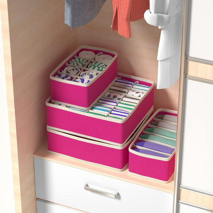 Cutie De Depozitare, Klevo, Pentru Lenjerie, Sosete Si Sutiene, Material Textil, 24 Compartimente, 32 x 32 x 10 cm, Culoare Roz