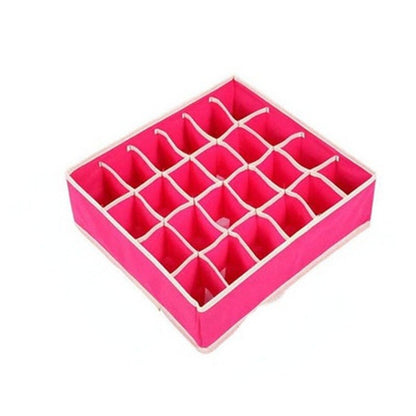 Cutie De Depozitare, Klevo, Pentru Lenjerie, Sosete Si Sutiene, Material Textil, 24 Compartimente, 32 x 32 x 10 cm, Culoare Roz