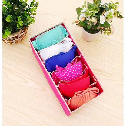 Cutie De Depozitare, Klevo, Pentru Lenjerie, Sosete Si Sutiene, Material Textil, 6 Compartimente, 32 x 16 x 10 cm, Culoare Roz