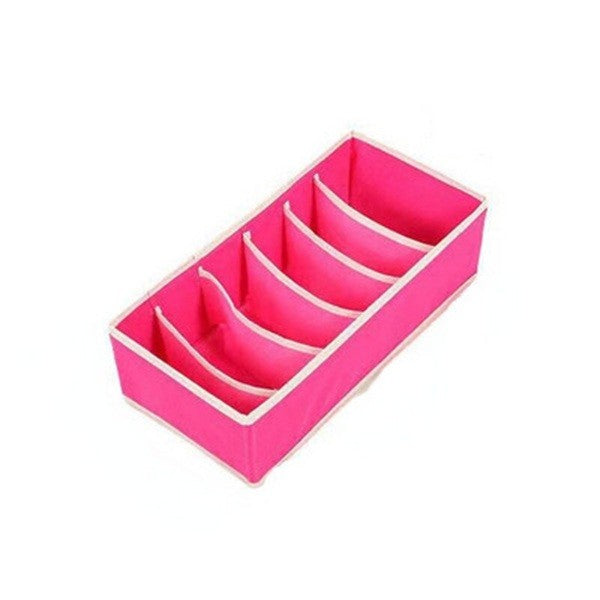 Cutie De Depozitare, Klevo, Pentru Lenjerie, Sosete Si Sutiene, Material Textil, 6 Compartimente, 32 x 16 x 10 cm, Culoare Roz