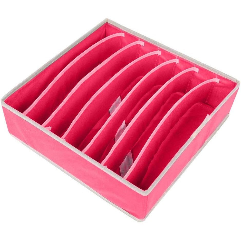 Cutie De Depozitare, Klevo, Pentru Lenjerie, Sosete Si Sutiene, Material Textil, 7 Compartimente, 32 x 32 x 10 cm, Culoare Roz