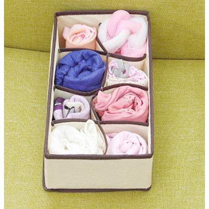 Cutie De Depozitare, Klevo, Pentru Lenjerie, Sosete Si Sutiene, Material Textil, 8 Compartimente, 32 x 16 x 10 cm, Culoare Bej