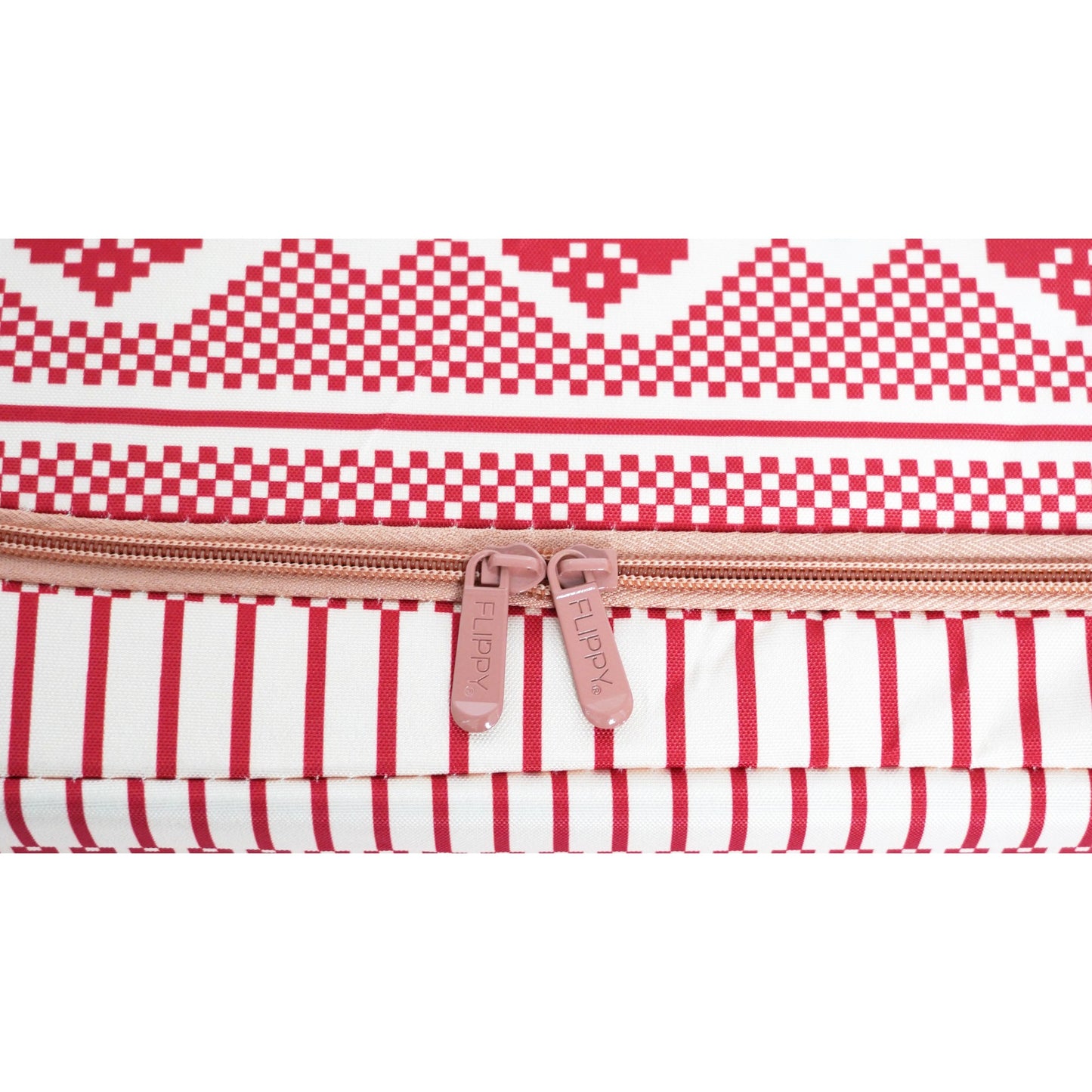 Cutie de Depozitare Pliabila, Klevo,100 L din Bumbac si In, 60X42X40 cm, Fereastra Frontala, 2 Usi de Acces cu Fermoar Bidirectional, Cadru Metalic, Suport Baza Stabil din Plastic, Motiv Traditional Model 1