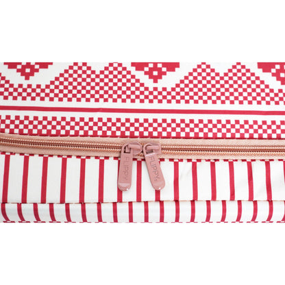 Cutie de Depozitare Pliabila, Klevo,100 L din Bumbac si In, 60X42X40 cm, Fereastra Frontala, 2 Usi de Acces cu Fermoar Bidirectional, Cadru Metalic, Suport Baza Stabil din Plastic, Motiv Traditional Model 1