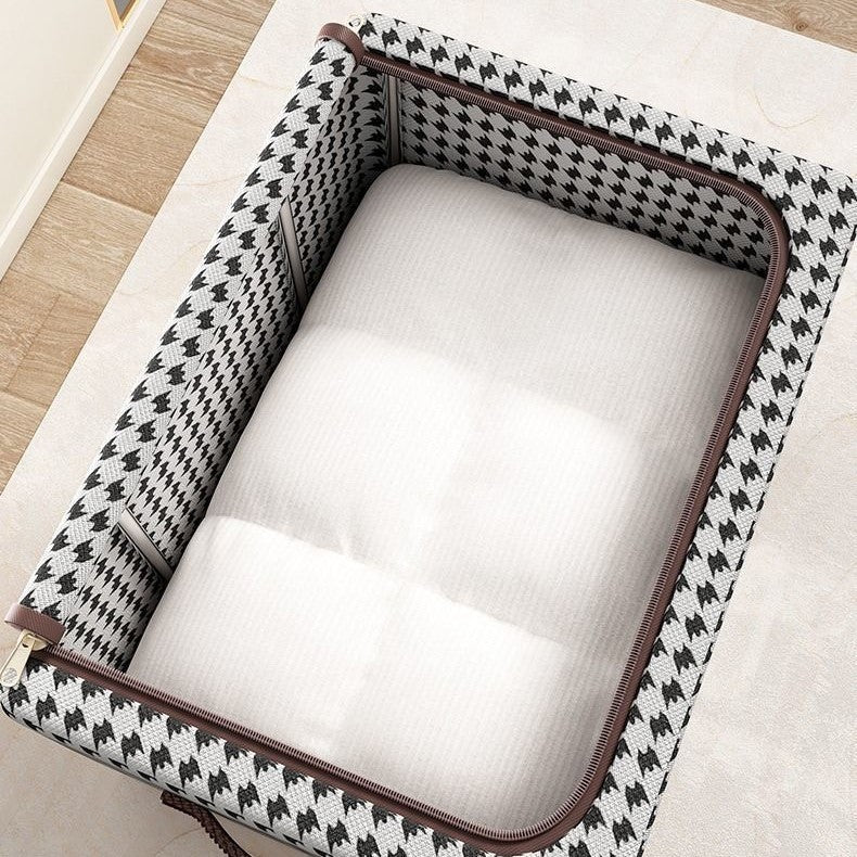 Cutie de Depozitare Pliabila, Klevo, Cu fermoar Bidirectional, 24 L, Textil, 40x30x20 cm, Cadru Metalic, o Fereastra, Suport Baza Stabil din Plastic, Design Zebra, Alb Negru