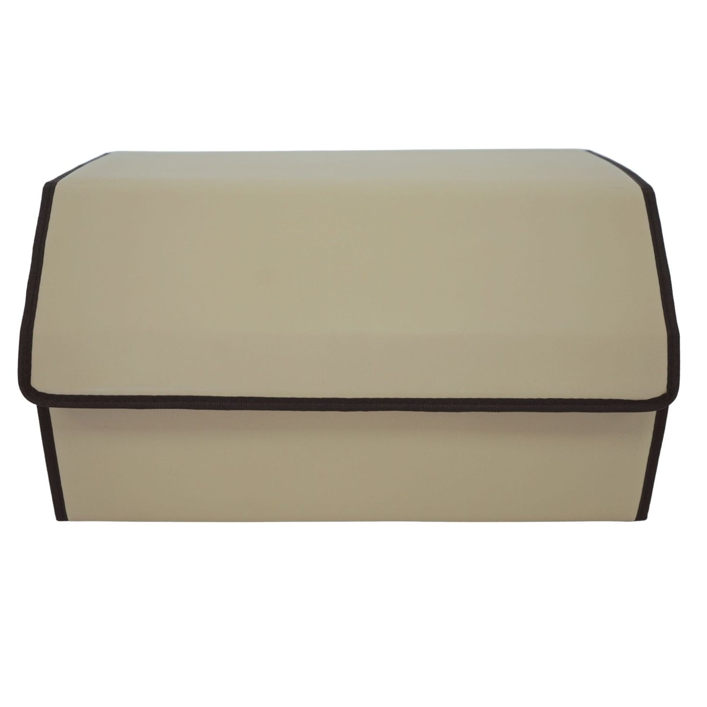 Cutie de Depozitare Auto, Klevo, Organizator Premium Portbagaj, Geanta Multifunctionala  din Piele Ecologica, 2 Compartimente Depozitare, Pliabil  si Rezistent la Uzura, Bej, 55 x 30 x 30cm