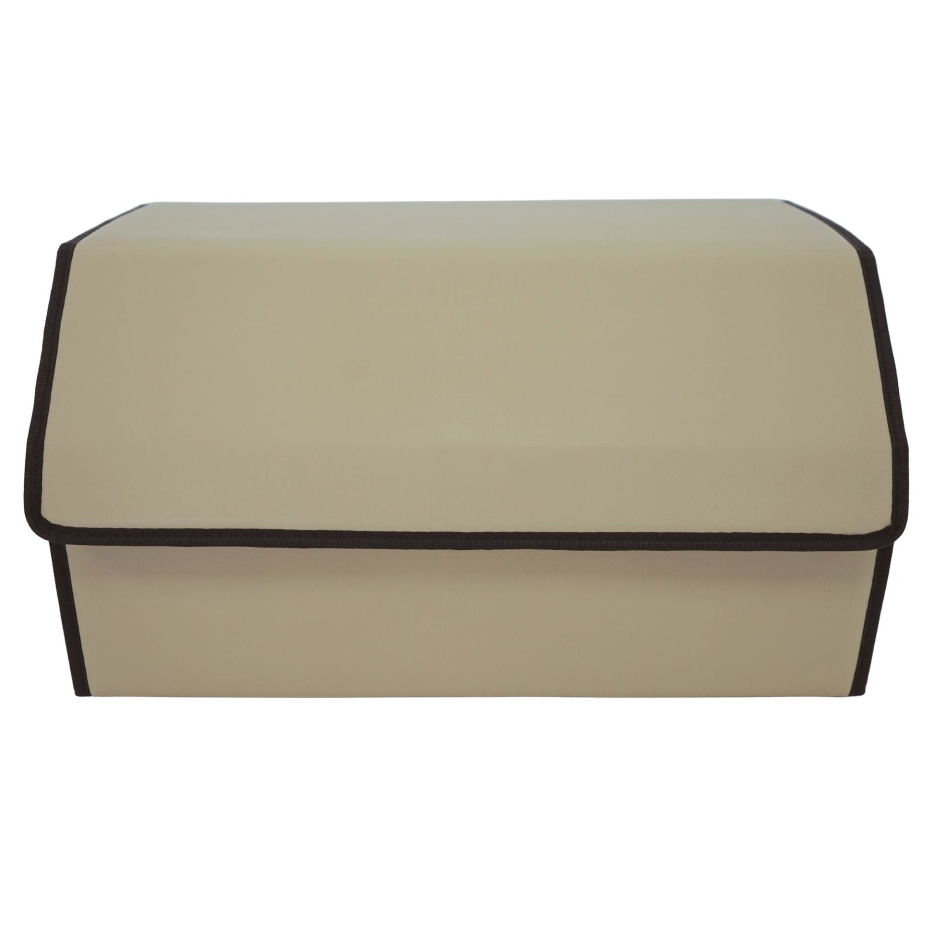 Cutie de Depozitare Auto, Klevo, Organizator Premium Portbagaj, Geanta Multifunctionala  din Piele Ecologica, 2 Compartimente Depozitare, Pliabil  si Rezistent la Uzura, Bej, 55 x 30 x 30cm