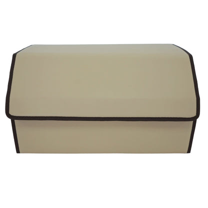 Cutie de Depozitare Auto, Klevo, Organizator Premium Portbagaj, Geanta Multifunctionala  din Piele Ecologica, 2 Compartimente Depozitare, Pliabil  si Rezistent la Uzura, Bej, 55 x 30 x 30cm