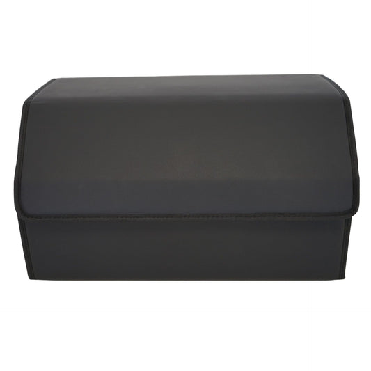 Cutie de Depozitare Auto, Klevo, Geanta Multifunctionala  din Piele Ecologica, Organizator Premium Portbagaj, 2 Compartimente Depozitare, Pliabil  si Rezistent la Uzura, Negru, 55 x 30 x 30cm