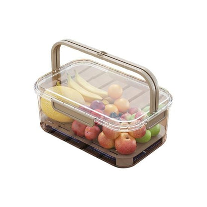 Cutie de Depozitare Portabila, Klevo, cu Separator pentru Gheata si Scurgere, Mentine Rece, Caserola Pranz, 25x16.5x11.5 cm, Gri/Transparent