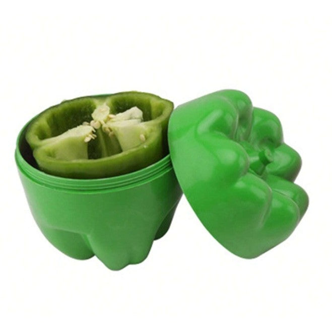 Cutie Alimentara, Klevo, Model Ardei, din Plastic, 9.8 x 9.8 x 10.7 cm, 350 ml, Verde