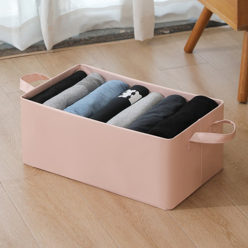 Cutie de Depozitare Tip Cos, Klevo, Material Piele Ecologica, Pliabila, 47x28x20 cm, 26 l, Cadru Metalic, cu Manere, Roz
