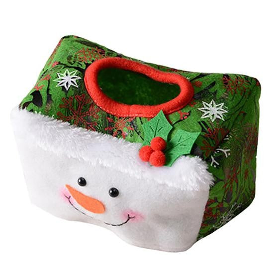Cutie Decorativa pentru Servetele, Klevo, Model Om de Zapada, Tematica Craciun, 16 x 10 cm, Verde